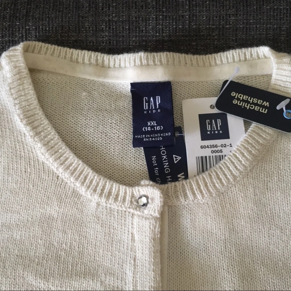 GAP Cardigan Sweater *Velvet Trim Rhinestone Buttons